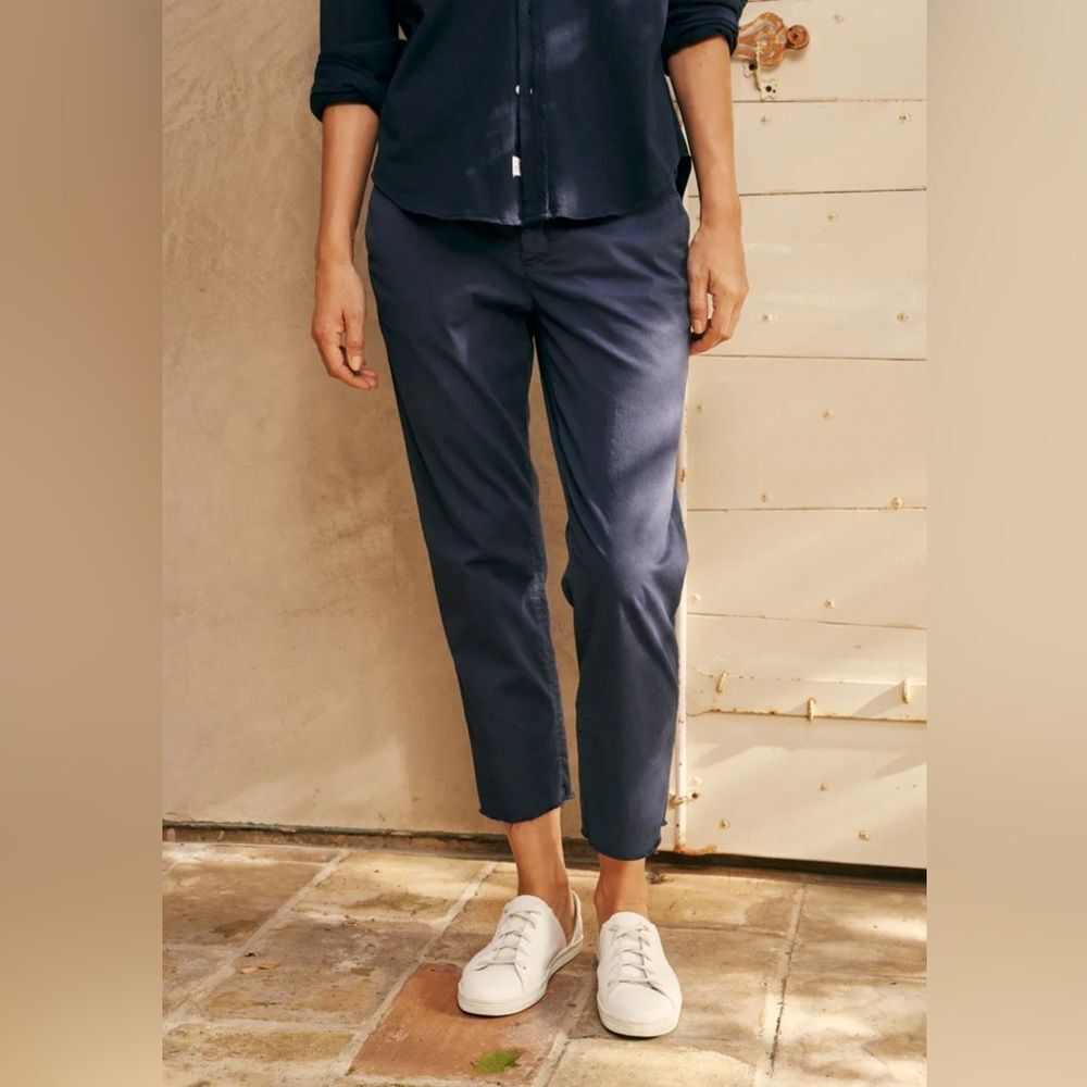 Frank And Eileen Pants Womens 4 Blue Wicklow The Italian Chino Raw Hem Straight